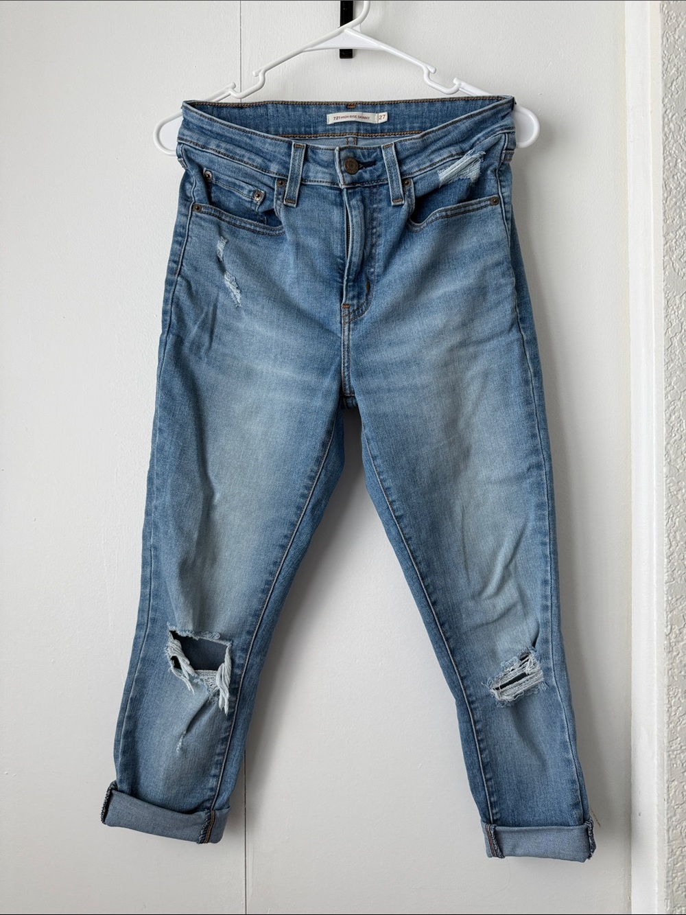 Levi's Light Blue Ripped Boyfriend Jeans